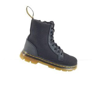 Dr. Martens Doc Combs J Combat Lace Up Boots Canvas Zip Black Youth Kids Size  1